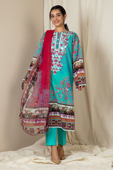 Zellbury Aqua Blue A Eid Lawn 2022 Online Shopping